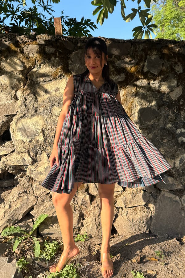 Midnight Ajrakh Dress — ORGANIQUE
