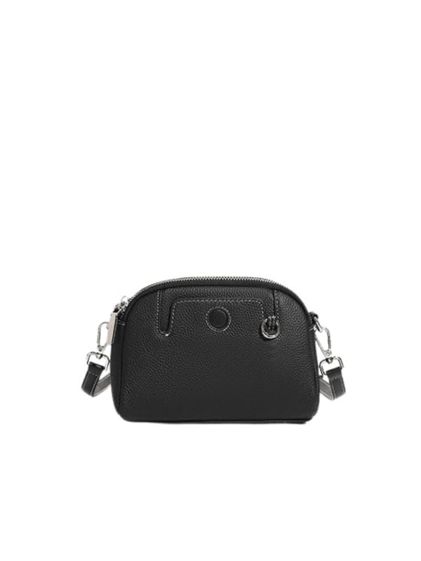 Pouche, ladies leather crossbody bag with double zip — Favori
