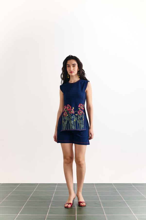Denim Embellished Smocked Coord Set — HOUSE OF HEATHER
