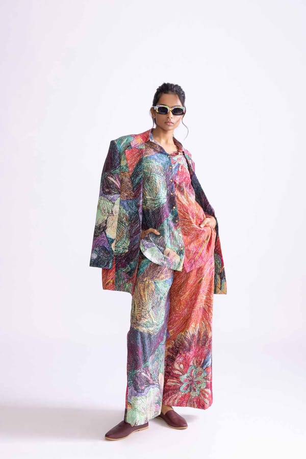 Multicolour Daisy Print High-Waist Palazzo Trousers — Saaksha and Kinni