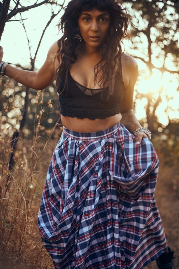 Blue Madras Check Wrap Maxi Skirt with Pockets — Unrush