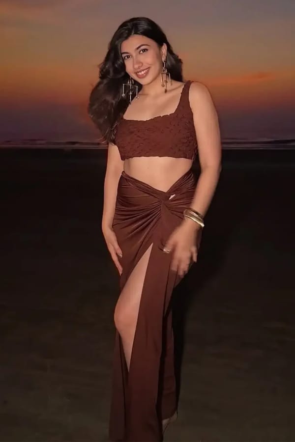 Brown Draped Knot-Detail Maxi Skirt with Slit — Torqadorn
