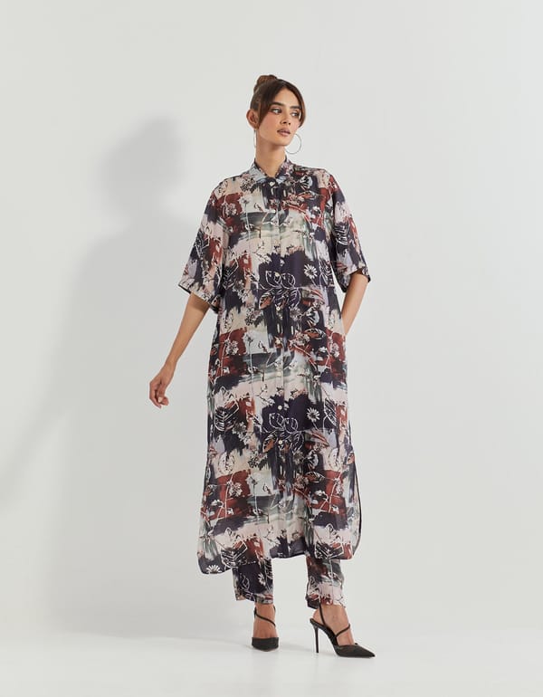 Printed Modal Silk Kurta Set with Pants — Kavita Bhartia