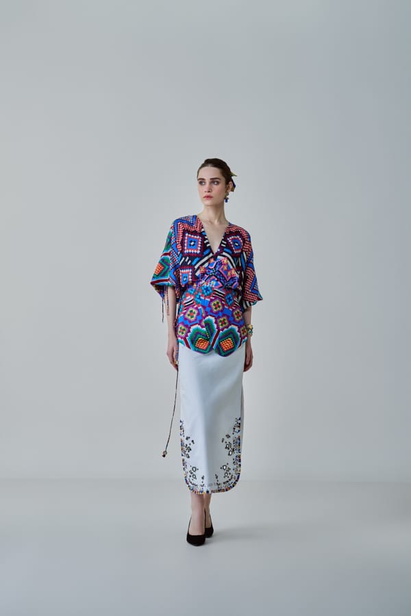 White Poplin Maxi Skirt With Mirrorwork Hem Detail — Saaksha and Kinni