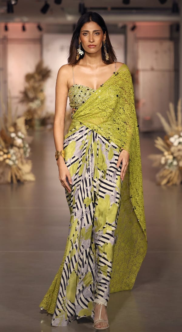 The Neon Sauvage Draped Saree — Basanti Kapde aur Koffee