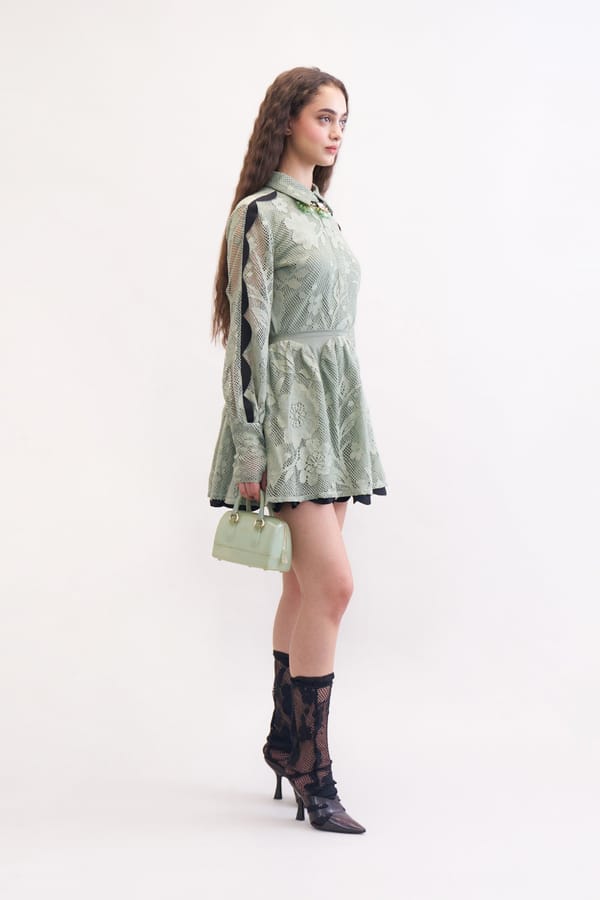 Olive Lace Shirt and Mini Skirt Co-ord Set — Our Love