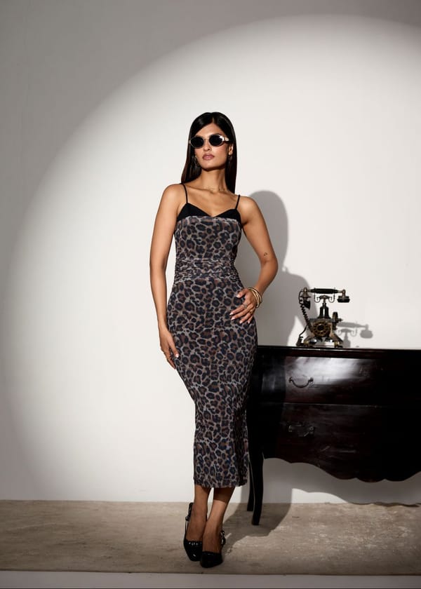 Odessa Leopard Print Corset Midi Dress — Lea Clothing