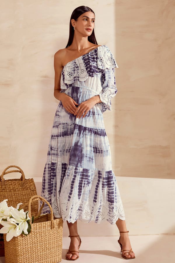 Tye And Dye Broderie Midi Dress — BOHO-CHIC