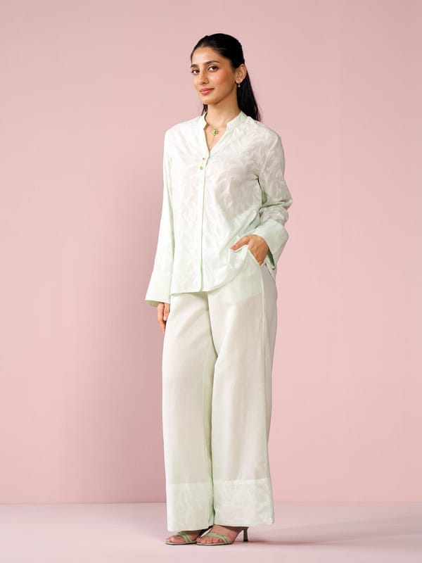 Seaside Linen Blend Jacquard Co-ord Set — Cosset Clothing