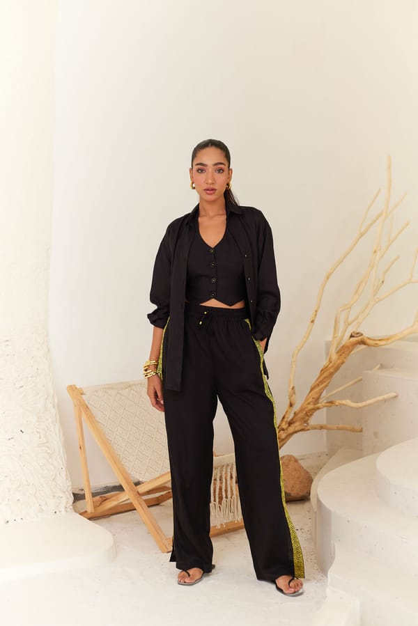 Black Rayon Linen Oversized Longline Button-Down Shirt — Urban Suburban