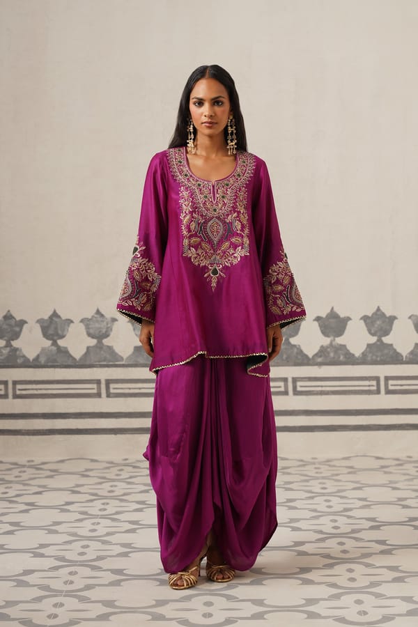 Soraya Chanderi Satin Embroidered Matching Set — NEETIKA CHOPRA
