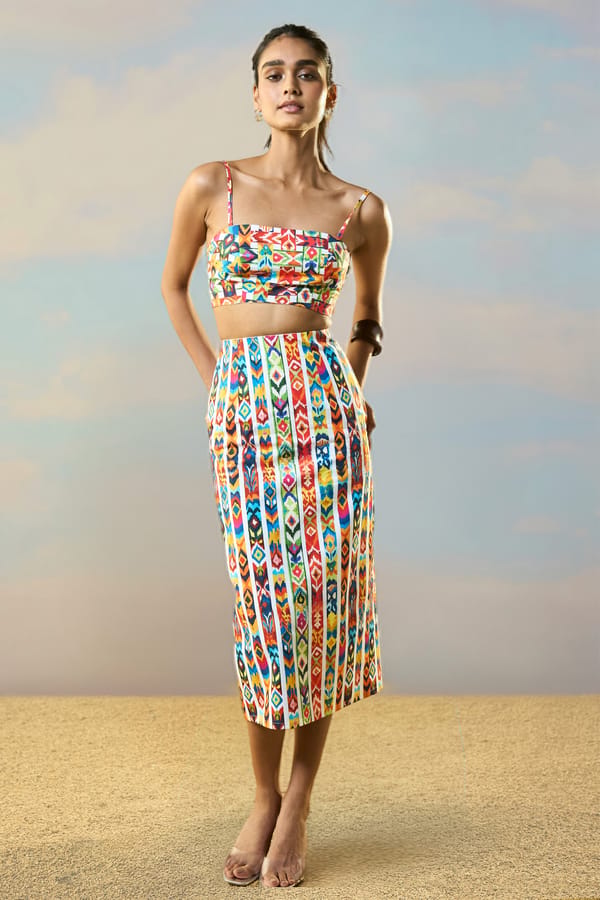 Ikat Stripe Back Tie Bandeau & Skirt Set — Dash and Dot