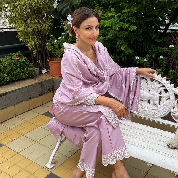 Lavender Cotton Embroidered Straight Kurta Set with Dupatta — NARAYANI VASTRA