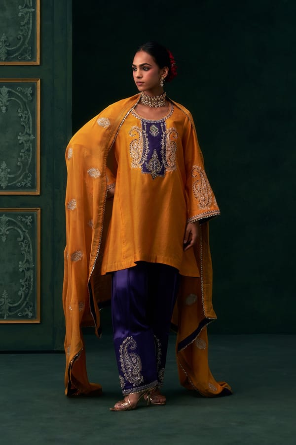 Mehrin Chanderi Satin Embroidered Suit Set — NEETIKA CHOPRA