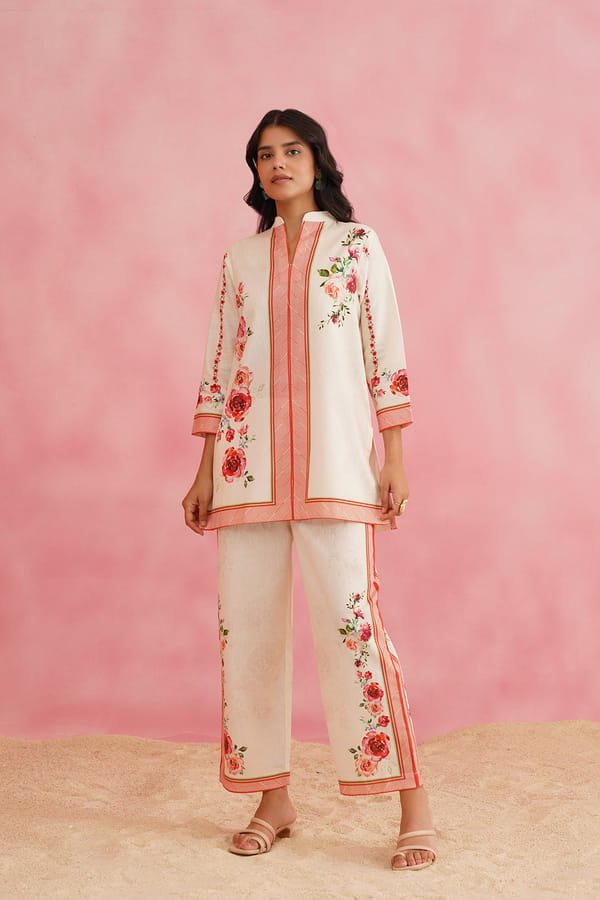 Roses Printed Linen Set — INCHING INDIA