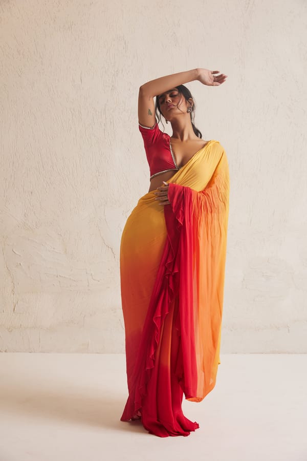Arani Ruffled Saree — DORABI
