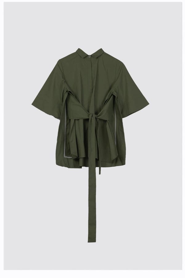 Green Belted Cape-Back Shirt — NOTEBOOK