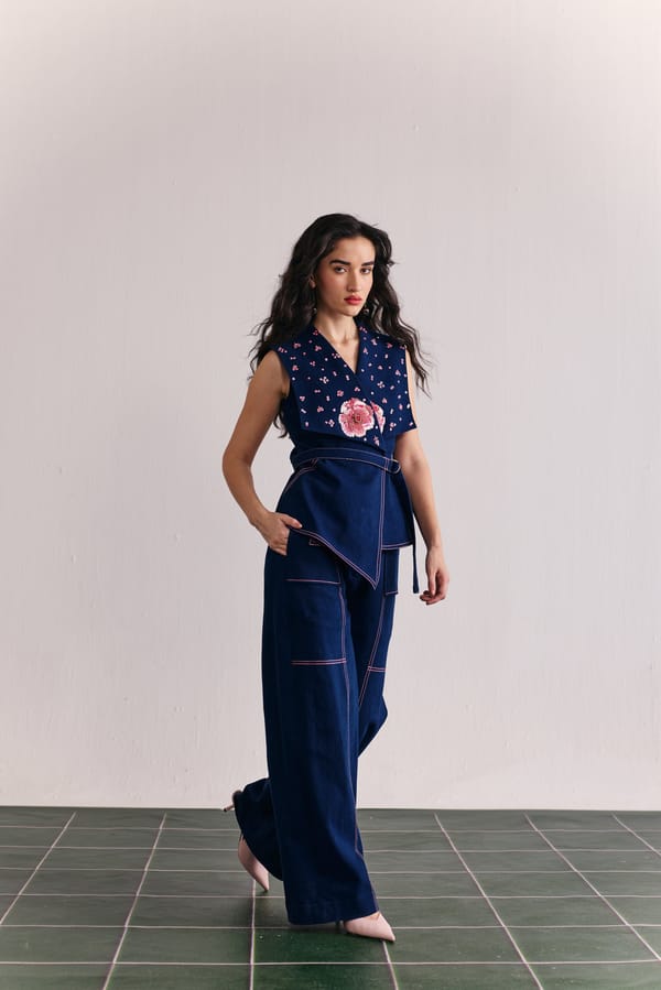 Denim Statement Collar Vest — HOUSE OF HEATHER