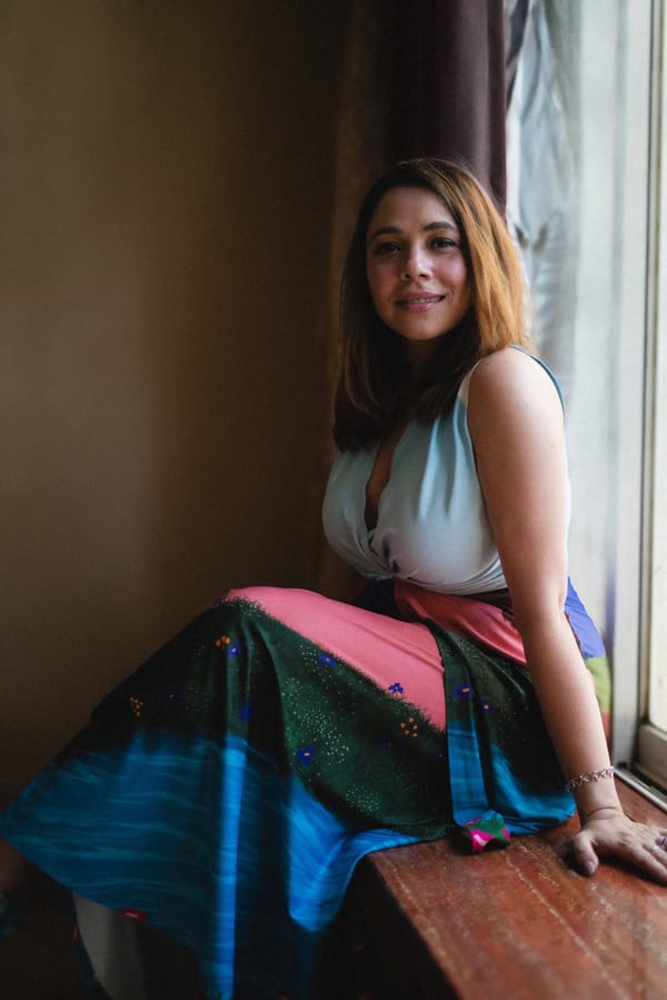 Multicolor Printed Draped Maxi Dress with Plunging V-Neck — Zip by Payal Zinal