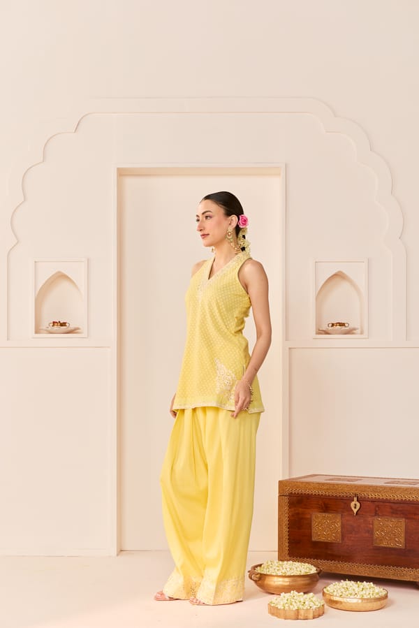 MIRAL - SHORT KURTA WITH FARSI SALWAR AND DUPATTA — Sheetal Batra