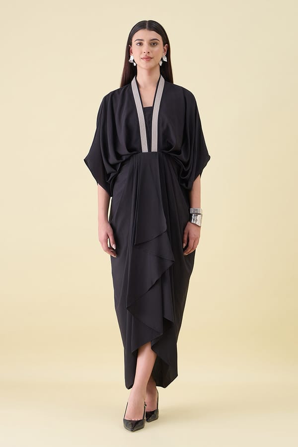 Noir Draped Dress — Aakaar