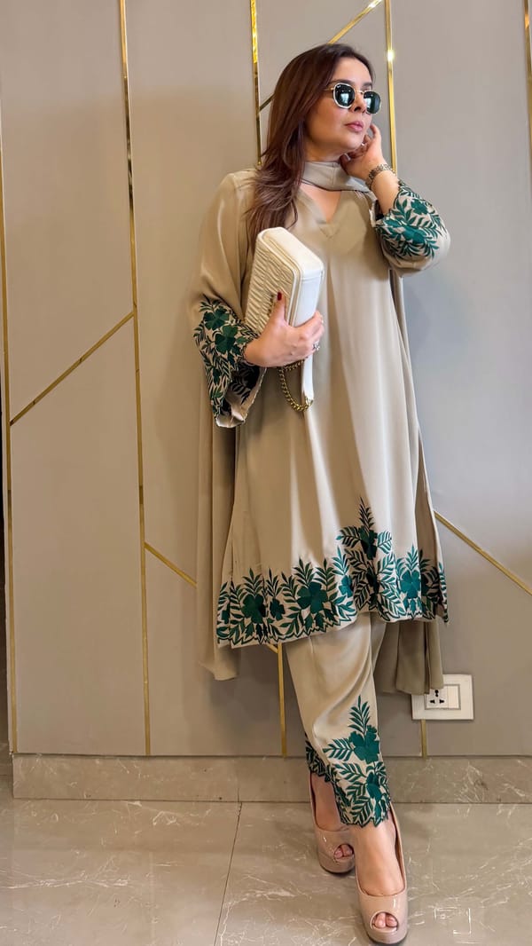 Gin Green Georgette Kurta and Pant Co-ord Set — Kylee Fashions