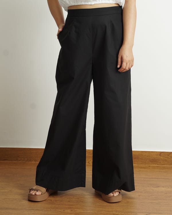 Black High-Rise Wide-Leg Trousers — Loma Naturally