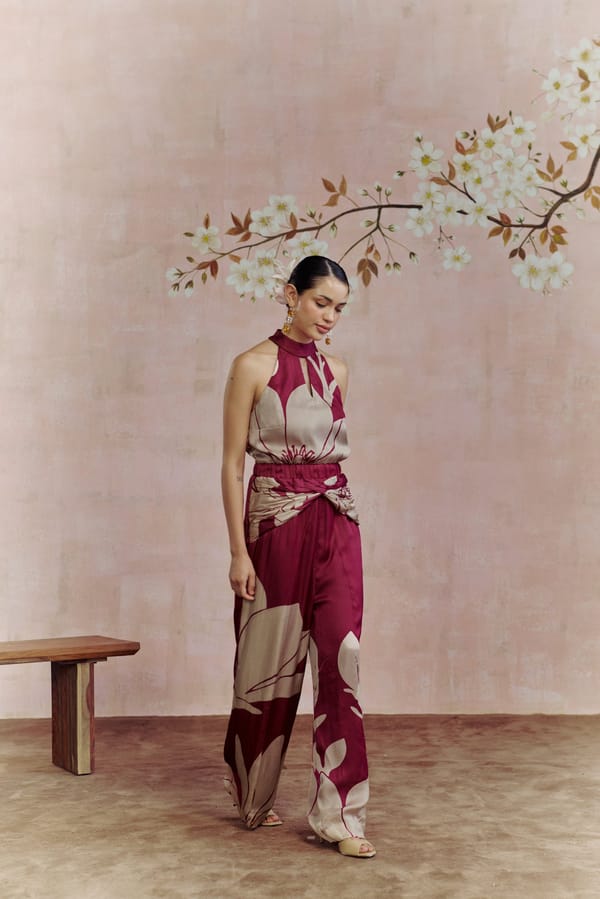 Merlot Halter Neck Jumpsuit — HOUSE OF HEATHER