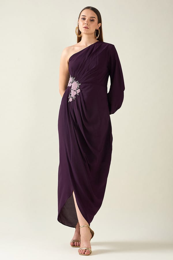 Purple One Shoulder Dress — Aakaar