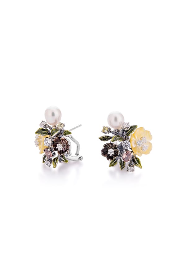 Yellow Pearl Bloom Stud Earrings — Miss Jo