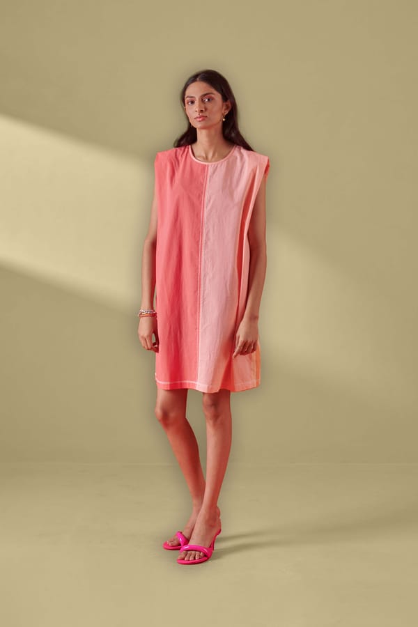 Miami Pink Peach Color Blocked Short Dress — Shop Roho