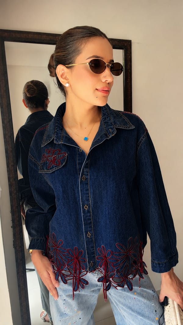 Flora Embroidered Denim Shirt — CLOSET AFFAIR