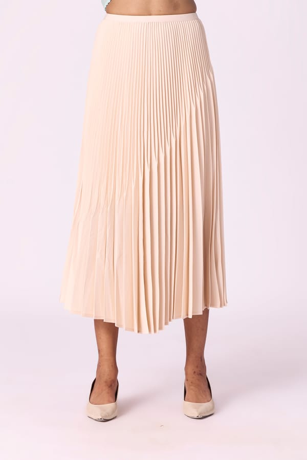 Cream Accordion Pleated Midi Skirt — Scarlet Sage
