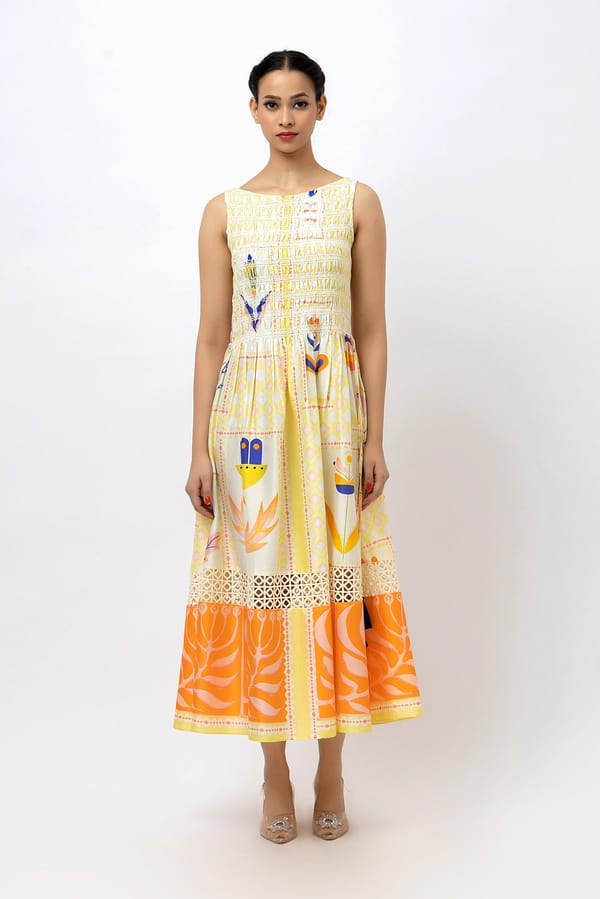Smocked Suzni Lace Maxi Dress — Jungle Marigold