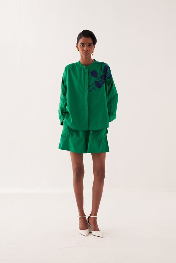 Emerald Green Cotton Anti-Fit Drawstring Shorts — Ofrida
