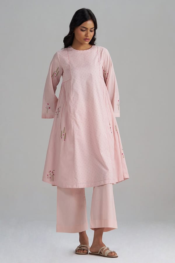 Rose Pink Printed A-Line Kurta and Pant Co-ord Set — Ganga Fashions Pvt Ltd