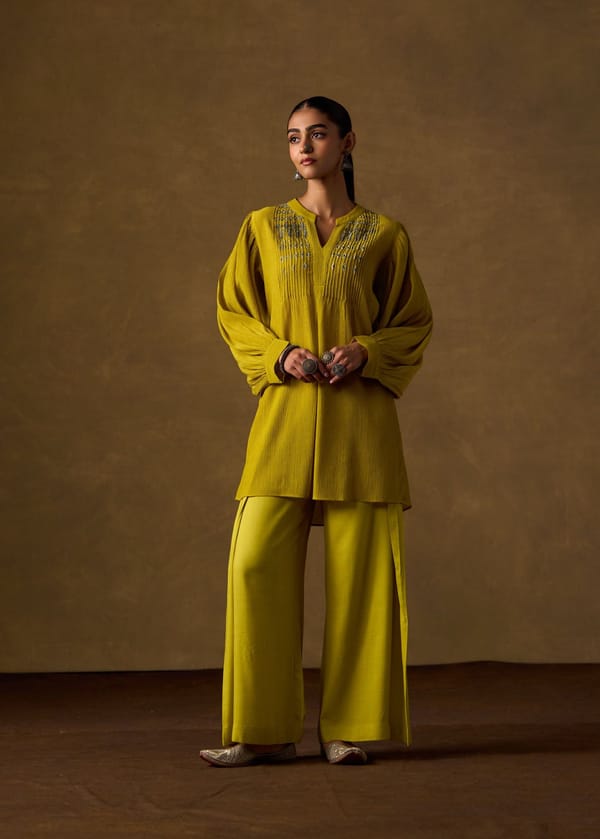 Citrine Pintuck Embroidered Co-ord Set — Truly SMA