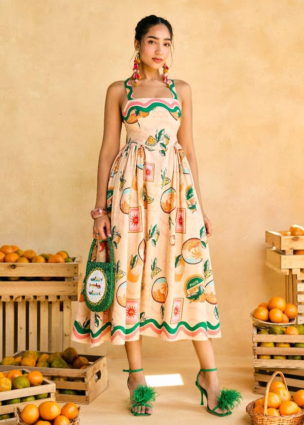 Citrus Orchard Halter Dress — Lea Clothing