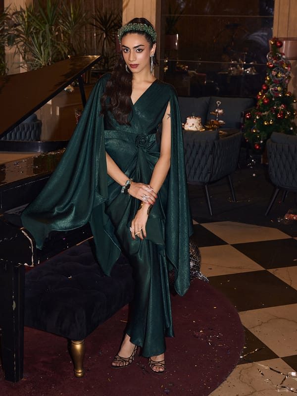 Forest Fire Satin Drape Gown — HOUSE OF FETT