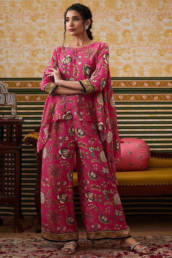 Boat Neck Mehr Embroidered Asymmetric Co-Ord Set — SOUP by Sougat Paul