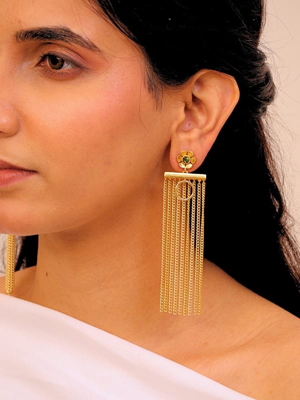 Mehrasa Brass Earrings for Women 18K Gold Plated — Viana Jewels