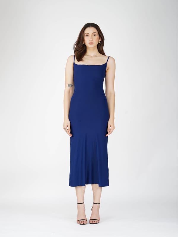 Blue Cowl Neck Dress - Glow Dress (Navy) — Select Staples