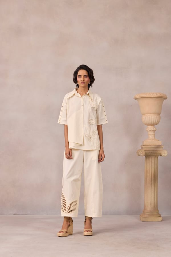Vanilla Cloud Cotton Poplin Shirt and Pants Co-ord Set — 63East