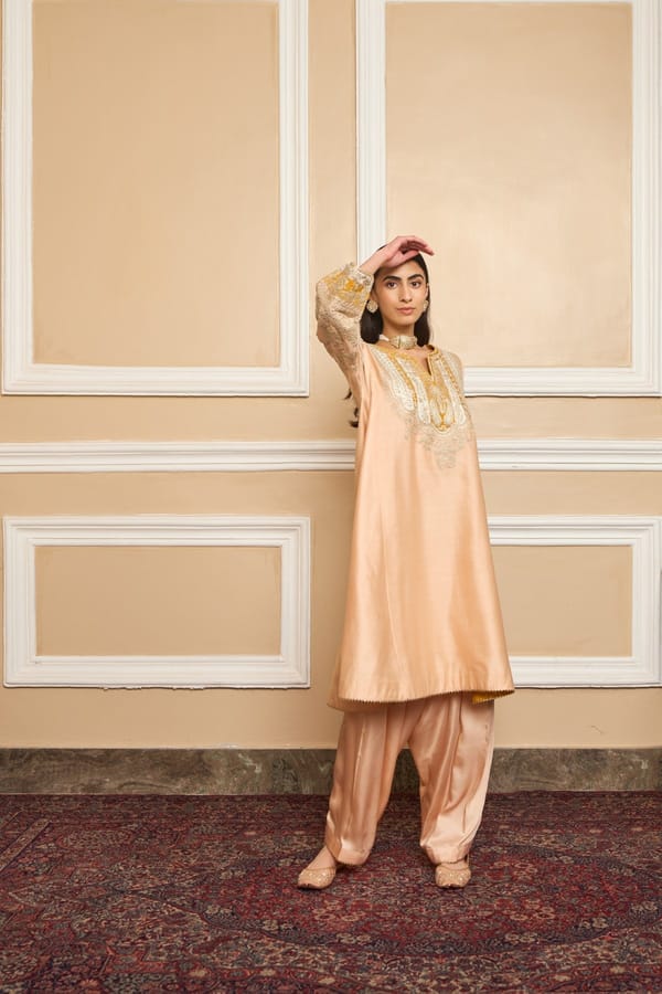 Rose Pink Kalidaar Choga Kurta Set with Salwar — Sheetal Batra