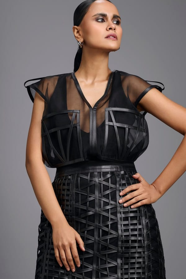Organza Sculpted Corset-Style Top — Deepika Arora
