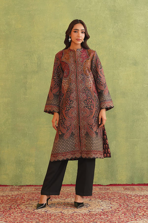 Black Wool-Blend Zip-Front Kurta Set — INCHING INDIA