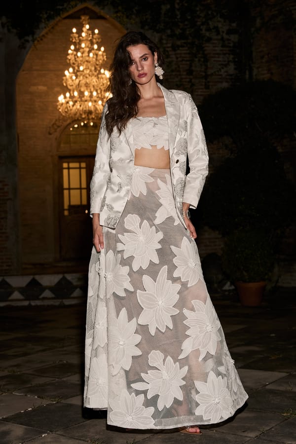 White Floral Lace Applique High-Waist Maxi Skirt — Dash and Dot