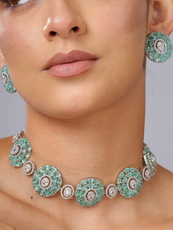 Aqua Rosette Necklace — Cao Jewellery