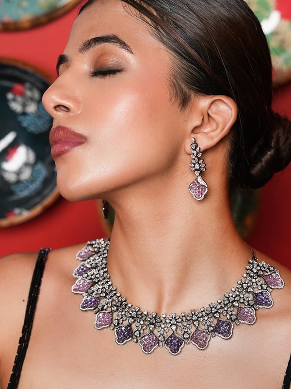 Black Polish Purple Pink Necklace — Cao Jewellery