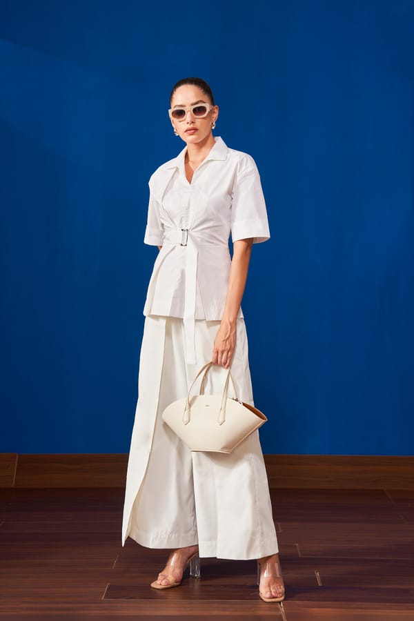 Off-White Belted Cotton Poplin Shirt — NOTEBOOK